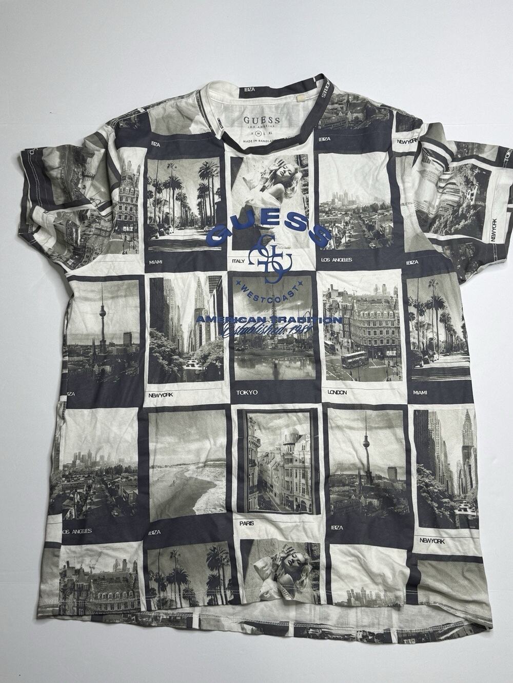GUESS Los Angeles Men’s M City Photo Graphic T Shirt All Over Print Cotton - Picture 1 of 7
